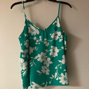 J. Crew Green and White Floral Camisole